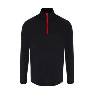 TriDri Mens Long Sleeve Performance Quarter Zip Top / Black/Red